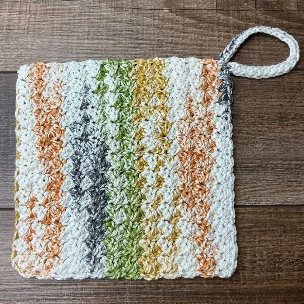 Crochet Dishcloth Washcloth Cotton Yarn Colorful‎ Handcrafted Handmade Hang Loop